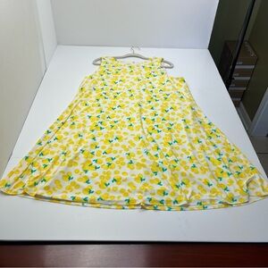 CAPPAGALLO Yellow White Lemon Sleeveless Sundress‎ Boho A-Line Swing Summer XL